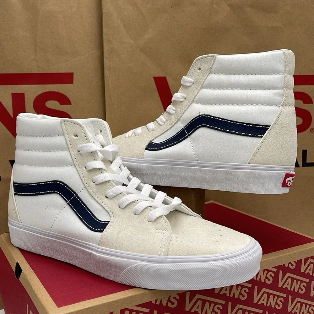 Vans Men’s Sk8-Hi (Classic Sport) Dress Blue
VN0A32QG9YG
White High-Top Sneakers - Picture 1 of 16